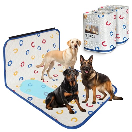 FALCOCOFA Waterproof Broad-Brimmed Washable Pee Pads for Dogs, Add Extra Absorbency to 24 Hours Protection,2 Pack Large(58 x 36 inches, 12 Cups)