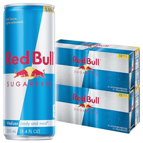 Red Bull Sugar Free Energy Drink with 80mg Caffeine plus Taurine & B Vitamins, 8.4 Fl Oz, 2 Packs of 12 Cans (Pack of 24) Cover