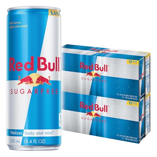Image of Red Bull Sugar Free Energy Drink with 80mg Caffeine plus Taurine & B Vitamins, 8.4 Fl Oz, 2 Packs of 12 Cans (Pack of 24)
