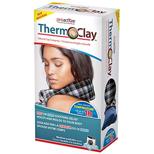 ProActive Therm-O-Clay Reusable Hot or Cold Natural Clay Compress for Pain Relief, Stays Hot or Cold For Up To 1 Hour, Flexible, Easily Molds to Body, Includes Washable Cover, Blue