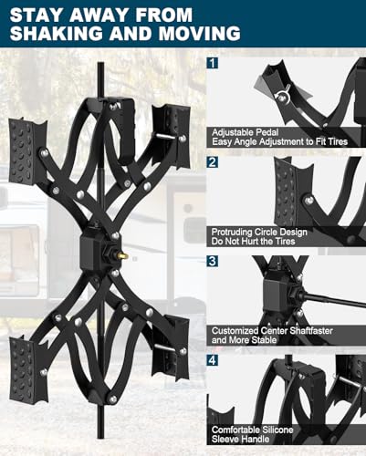 Image of X-Shape Wheel Chocks Stabilizer for RV, Camper Tire Stabilizers Dual Axle
