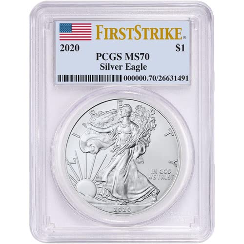 2020 $1 American Silver Eagle PCGS MS70 First Strike Flag Label...