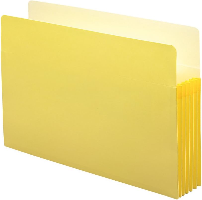 Smead File Pocket, Straight-Cut Tab, 5-1/4" Expansion, Legal Size, Yellow, 10 per Box (74243)