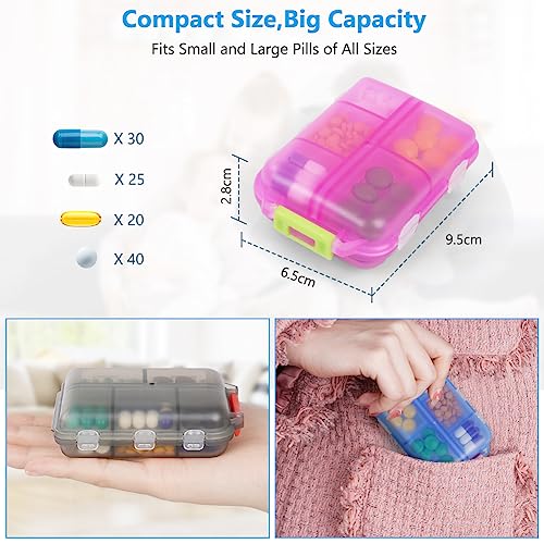 ACWOO Pill Box Organizer, 4-delige draagbare medicijnopbergdoos met 10 vakken, pillendoosje Pillendispenser voor vitamines, levertraan, supplementen en medicijnen voor reizen en werk - Afbeelding 3