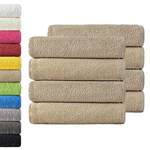 NatureMark Set van 8 Badstof Handdoeken, 50 x 100 cm, 100% Katoen, Zand