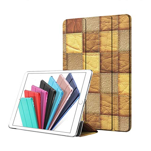 Image of DuraSafe Cases iPad Mini 4 7.9 Inch 2015 [ Mini 4th Gen ] A1538 A1550 MK6K2HN /A MK6J2HN /A MK6L2HN /A Trifold Printed Hard Smart PC Transparent Back Cover - Brown Patchwork