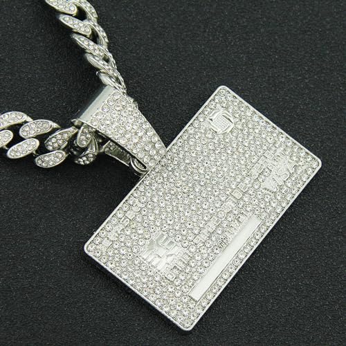 Credit card Hip-hop Cuban Chain, Rhinestone Pendant Necklace Jewelry For Men，Men's Fashion Jewelry3