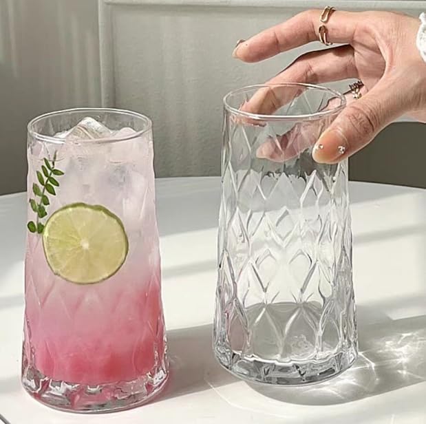 Image of Premium Juice Glasses 450 ML Drinking Glasses, Highball Lead-Free Glasses, Tumblers for Water, Juice, Beer, Cocktail and Mixed Drinks - 6 Pieces, Transparent (TR-03, 6 Count)