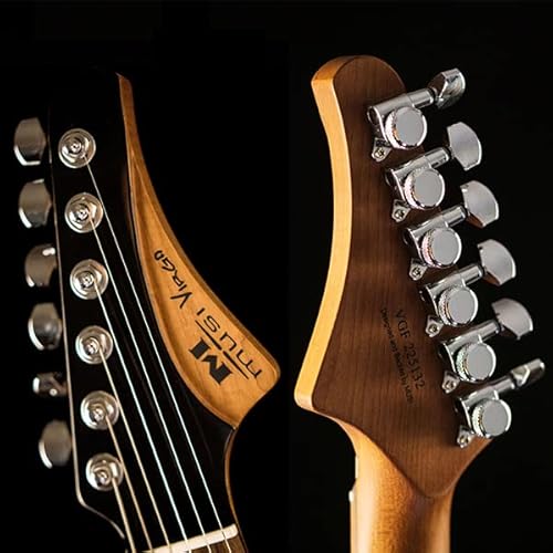 M Musi Virgo Fusion Electric Guitar Coil Split Humbucker Pickup Solid Body Electric Guitars, Rounded End Stainless Steel Frets, Mahogany Body, Roasted Maple Neck, For Rock/Blues/Jazz, Vf #TOP3