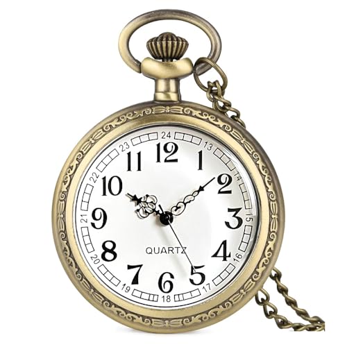 Fogitbok Vintage Quartz Pocket Watches for Men with Chains, Analog Pocket Watch for Women, Gifts for Dad/Grandpa Gifts for Him for Birthday