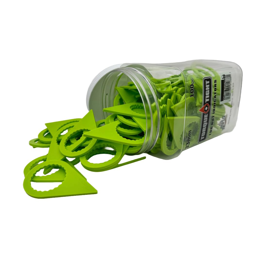 33mm Loose Lug Nut Indicators - 100pc Package - Made in USA (Retail Pack, Green)