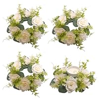 Kerzenringe, Kränze, künstliche Hortensienkranz, Kerzen, Kränze für Säulen, Weihnachten, Hochzeit, Zuhause, Tischdekoration, 4 Stück