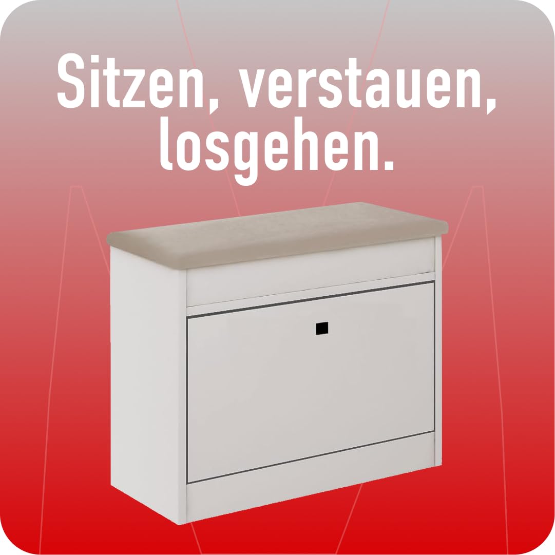 Schuhschrank 55x64x28 cm mit öffnenden Sitz - Praktische Schuhkipper mit Klappe für Optimale Schuhaufbewahrung - Schuhregal mit Laminierte Holzplatte Kaschmir