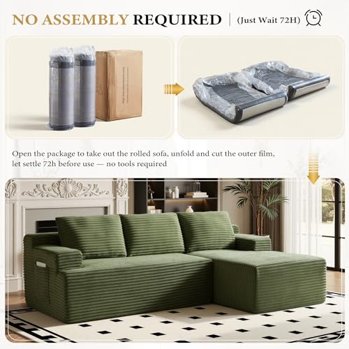 Image of 96 inch Sectional Couches for Living Room Cloud Couch Sofa with L-Shape Upholstered Boneless Couchs Modern Modular Sectional Couch with Chaise