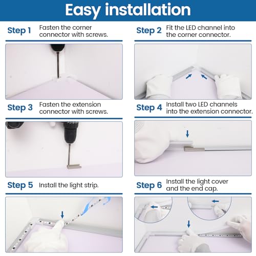 Image of Muzata White Corner Connector Kit for LED Channel L Shape Connectors fit Muzata U1SW Series LED Aluminum Channel Easy Install Accessories LC23 WW