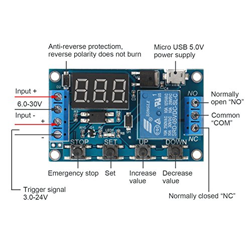 Image of Robocraze DC 6V To 30V One Way Relay Module Delay Power Off Disconnection Trigger Delay Cycle Timing Circuit Switch