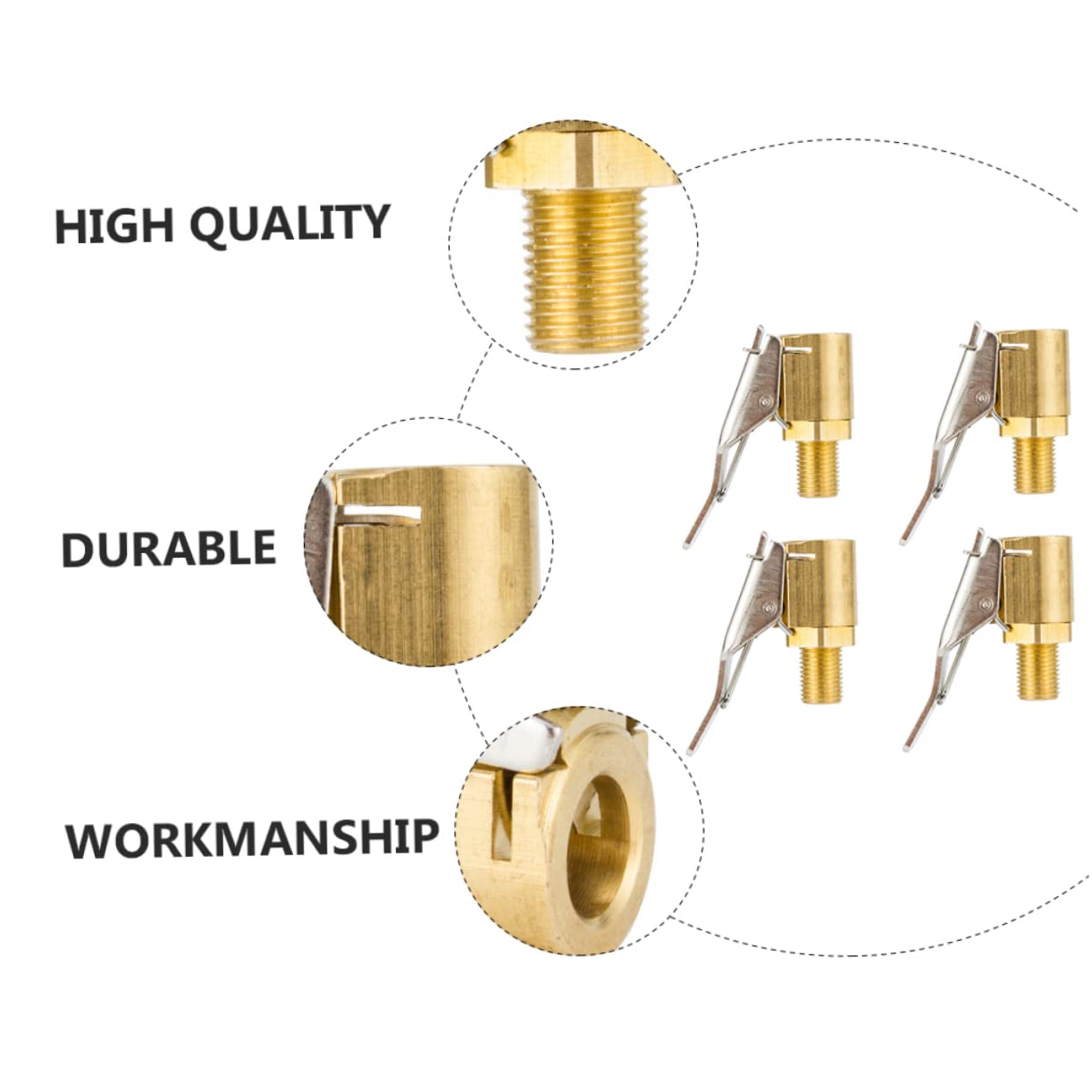 STOBAZA 4Pcs Brass Thread Air Chuck for Tire Inflators Durable Open End Valve Adapter Lightweight Car Pump Accessories for Easy Tire Inflation and Precision Fit