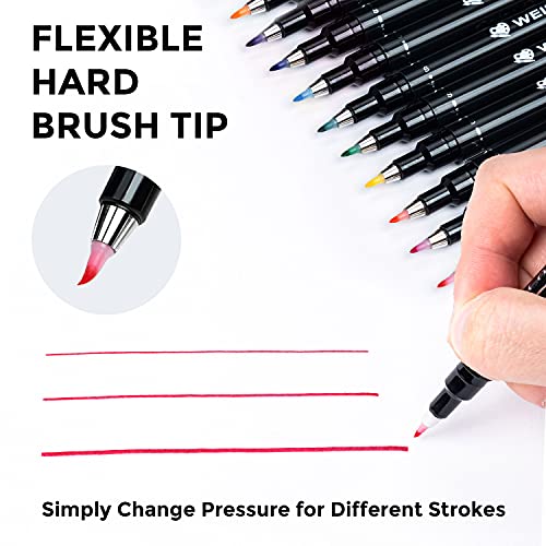 Weisbrandt Ultracolor Hard Tip Brush Markers Pens, 12-Pack, Multifunction Writing Instrument, Micro Pigment Ink, Flexible Brush Tip, Water-Proof And Fade-Proof, Great For Lettering And Illustration #TOP2
