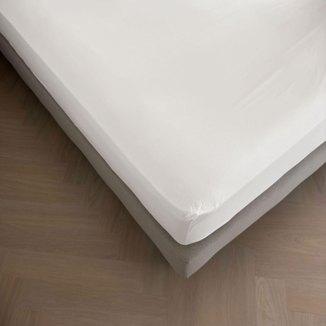 Kayori Kai Spannbettlaken 100% Baumwolle Offwhite 180x200 cm, Matratzenhöhe bis 35cm, Bügelfrei Pflegeleicht