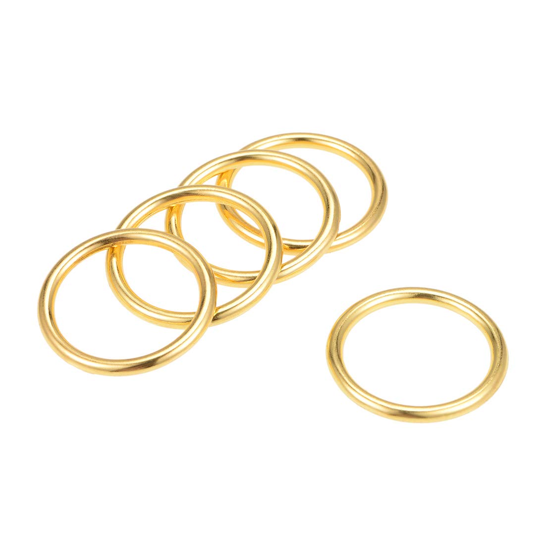 uxcell O Ring Buckle 25mm(1") ID 3mm Thickness Zinc Alloy O-Rings for Hardware Bags Belts Craft DIY Accessories, Gold Tone 5pcs