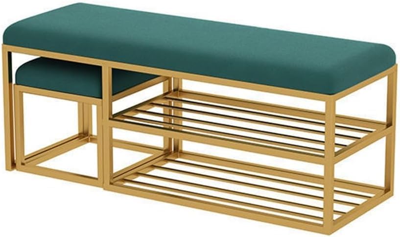 BULKWOOD Shoe Rack Bench Organizer with Mesh Seat for Bedroom Entry Window Mudroom Living Room, 2-Tier Fleece Bench Bench for Entryway (Green Gold) (B0CX5F34WQ) Amazon Price History, Amazon Price Tracker