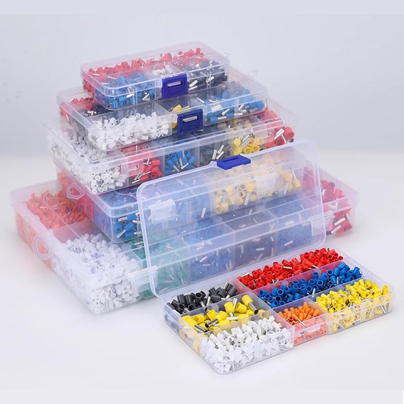 VE Crimp Terminals E7508 E1508 Cable Insulated Terminator Wire Crimp Tube Connector Ferrules Terminal Block Combination(12-in-1 5000Pcs)