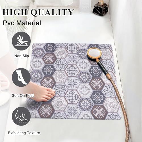Topotdor LY0096 Shower Mat Non-Slip Bathtub Mat, 24 X 24 Inch Square Shower Stall Mat W/Drain For Textured Surface thumb #6
