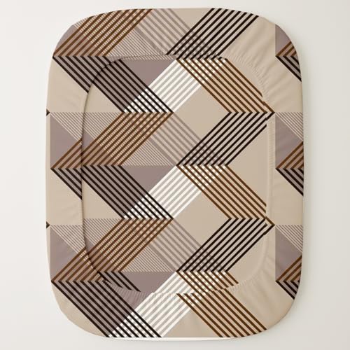 Image of IVAZA Ezyption Cotton Super Soft 240 TC Elastic Fitted All Around Elastic Printed King Size Double Bed Bedsheet with 2 Pillow Cover 72 inch X 78 inch Brown Zig Zag