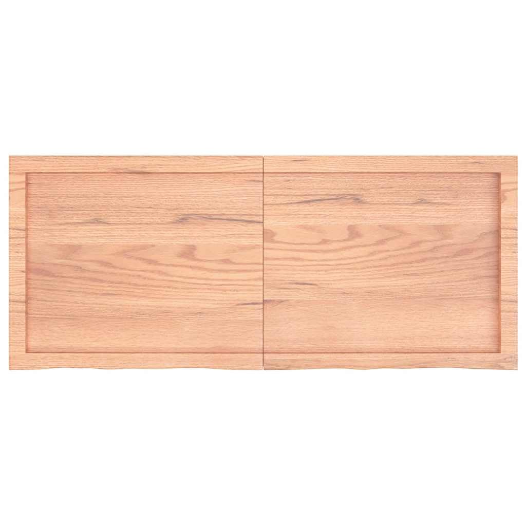 Piano per lavabo in legno massiccio di quercia, marrone chiaro, 120 x 50 x (2-4) cm, con bordo naturale, piano di lavoro da cucina, piano di lavoro in legno per ristrutturazione, bricolage