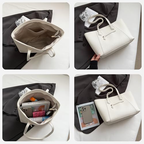 Bolso tote para mujer de cuero sintético, elegante bolso de hombro con cremallera, bolso de trabajo de gran capacidad para uso diario miniatura 5