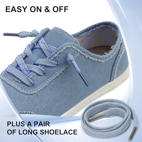 ZYEN Women's Arch Support Walking Shoes 8830 Blue 8-8.5 and Women Wide Toe Box Shoes 8813 Purple 8-8.54