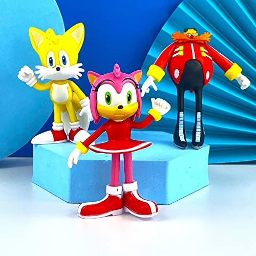 6 Pack Sonic Action Figures ，Sonic Toy, 3.14'' Tall Sonic Toys，Perfect Kids Gifts. #TOP1