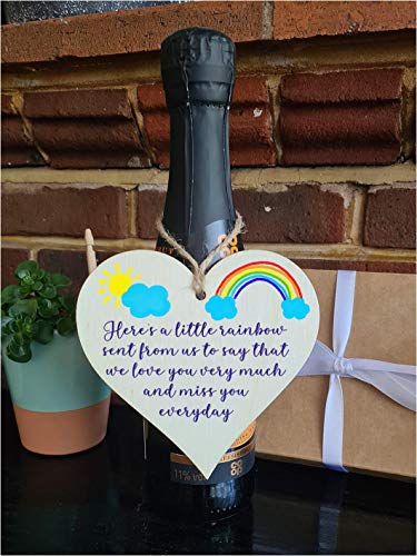 Thinking of You Wooden Heart Plaque, Letterbox-Friendly Hanging Gift Sign with Twine, 10x10cm Italian Plywood - Image 2