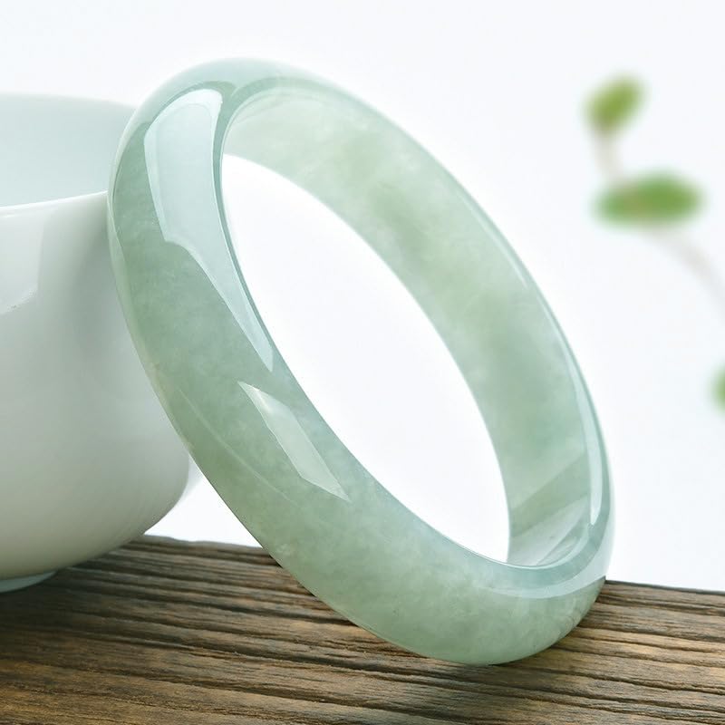 Image of Women's Cyan Jade Bracelet | Hand-Carved Classic Fashion Accessory | Genuine Jade Stone Bangle