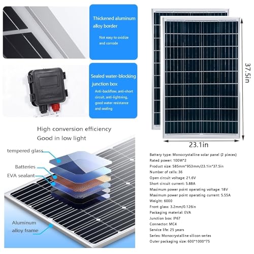 3000-W-Vertikalachsen-Windturbinen-Bausatz mit Magnetschwebestart, Hybrid-Wind-Solar-Regler und 2 × 100-W-Solarmodulen, 12–120 V Kompatibel, Zur Eigenstromerzeugung