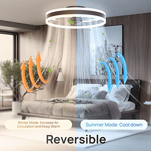 Werbuy 16'' Ceiling Fans With Lights And Remote App Control, Low Profile Flush Mount Small Ceiling Fan For Bedroom Tv Room With 6 Speeds/Quiet Reversible Dc Motor/Smart Timing -5 Brown Wood Blades #TOP6