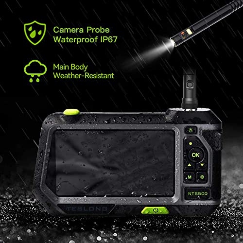 Dual Lens Endoscope With 5" Monitor, Teslong Nts500 Industrial Waterproof Borescope Inspection Camera With 0.21In Front & Side-View Double Lens With 9.8Ft Probe, 5-Inch Ips Lcd Screen & Case #TOP3