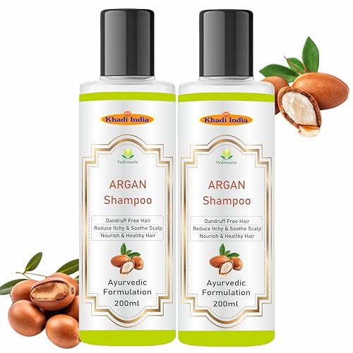 Image of Khadi Herbal Vedimatic Argan Oil of Morocco Hydrating Hair Shampoo, Cold-Pressed Argan Oil to Help Moisturize, Soften & Strengthen Hair, Paraben-Free with Sulfate-Free Surfactants (Pack Of 2, Argan)