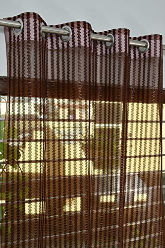 Image of HOME UTSAV 1 Piece Sheer Premium Tissue Net Polyester Curtains for Long Door 8 Feet, Brown