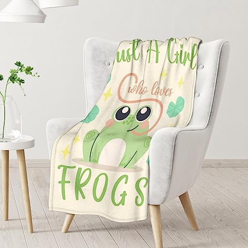 Frog Blanket Gifts - 60x80 Inches Cute Throw for Girls - Green Soft Fuzzy Blankets for Bed, Couch & Living Room