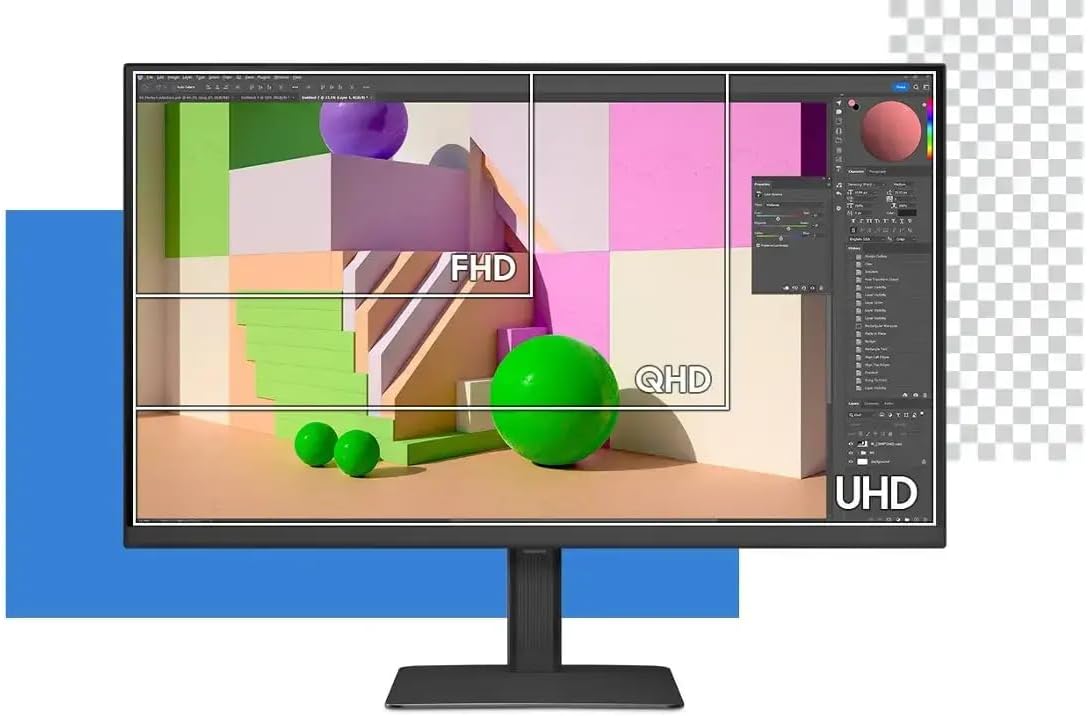 Samsung 27" ViewFinity S8 Series Monitor, 4K UHD(3840 x 2160), Height Adjustable Stand, DisplayPort, 60Hz, 5ms, HDMI, USB, Black, with HDMI Cable