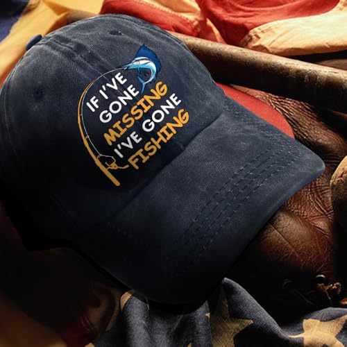 Image of Fishing Adjustable Cotton Baseball Cap, Funny Trucker Hat Gift for Men Women Grandpa Dad Fishing Lover Fisherman