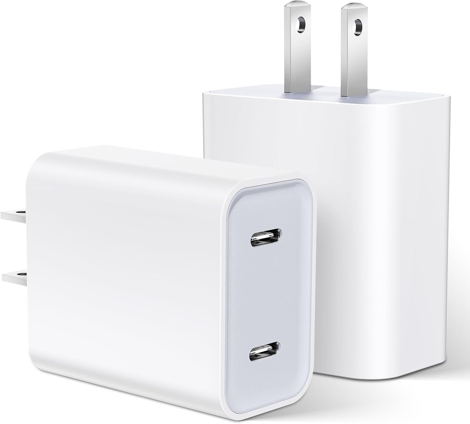 Dual USB C Charger Block, 2Pack 2-Port Fast USB-C Power Adapter Wall Charger Plug Type C Charging Block for iPhone 15 14 13 12 11 Pro Max Plus XS XR, iPad, Samsung S23 S22, Google Pixel 8 7 6 5