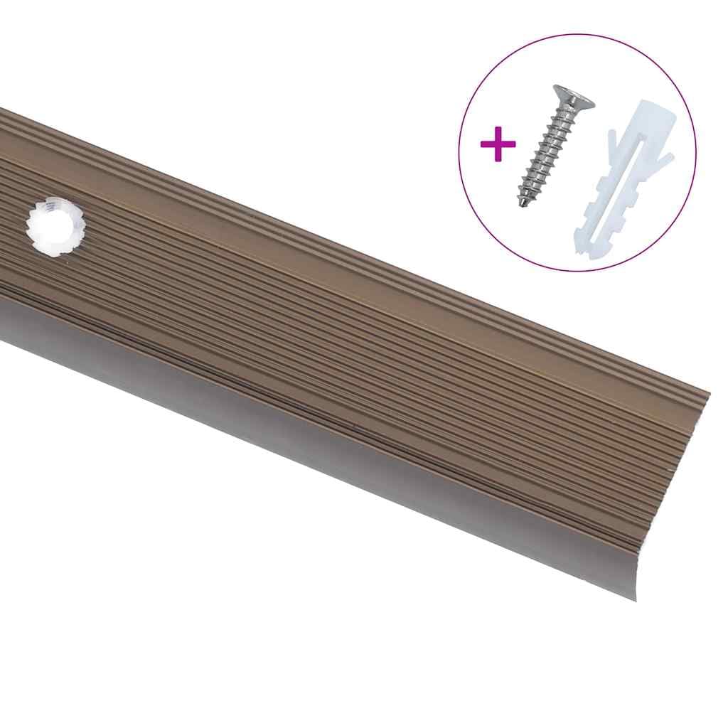 vidaXL Perfiles de peldaños forma de L 15uds aluminio marrón 100 cm, cantonera para peldaños, perfil de seguridad para escalera, laminado para peldaños