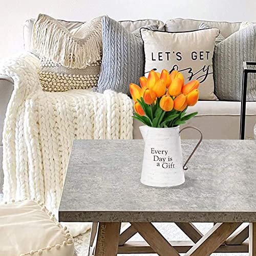 10 Pcs Orange Tulips Artificial Flowers Real Touch Fake Tulips Fake Flowers For Decoration 13.5" Faux Tulips Faux Flowers Bulk Artificial Tulips Flowers For Vase Centerpieces Home Wedding Bouquet #TOP1