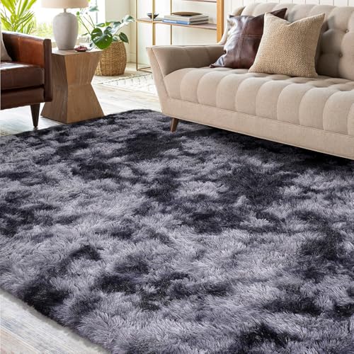 XSIVOD Alfombra mullida de pelo largo, color gris, lavable, 140 x 200 cm, para salón y dormitorio, antideslizante, extra grande, suave, moderna, para habitación infantil