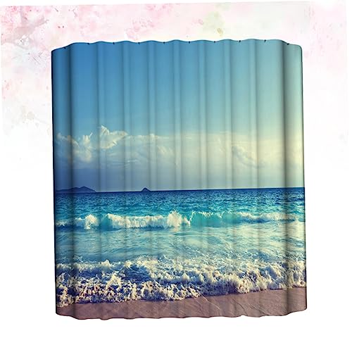 Rideau de salle de bain vague marine et plage pour douche moderne - 4