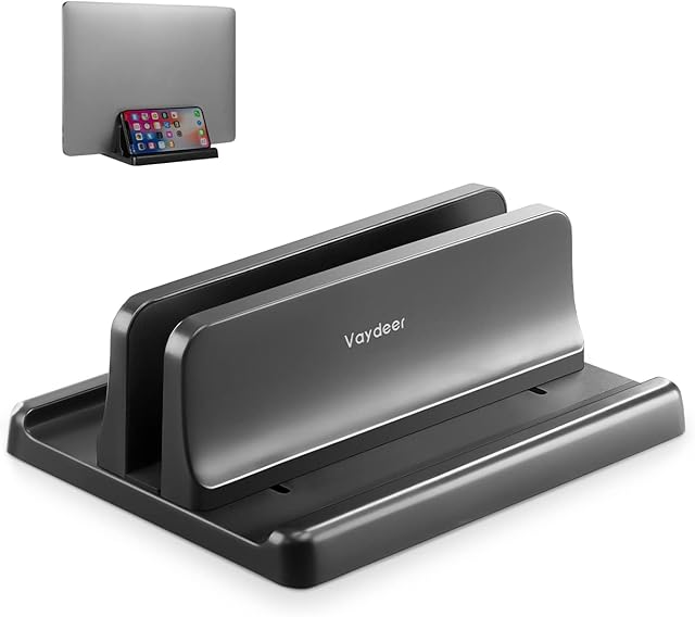 VAYDEER Vertical Laptop Stand Holder Adjustable Desktop ABS Notebook Dock 3-in-1 Space-Saving for All MacBook Pro Air, Mac,HP, Dell, Microsoft Surface,Lenovo, up to 17.3 inch