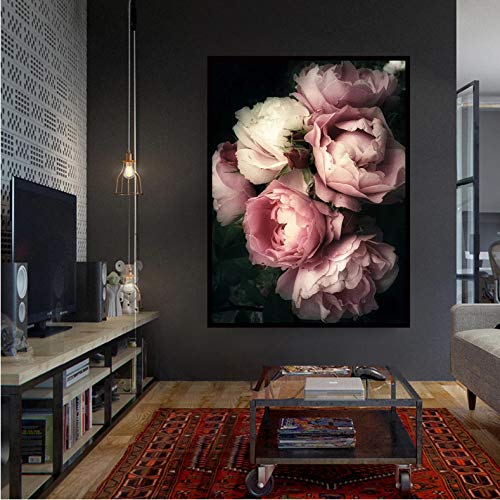 Art Poster Affiche Vintage Fleur Mur Art Toile Impression Rose Pivoine Fleur Photo Impression Affiche Et Impressions pour La Décoration De Salon(sans Cadre...