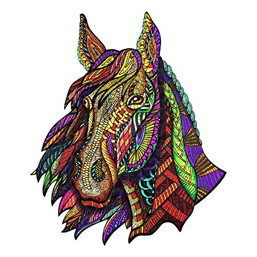 Holzpuzzles für Erwachsene und Kinder, Tulolvae Galoppierendes Pferd Wooden Puzzle, Einzigartige Tierform Holzpuzzle, Puzzle Holz Kreative Geschenke Für Die Familienspiel Sammlung, 29*24.3cm, 192 Teil Cover